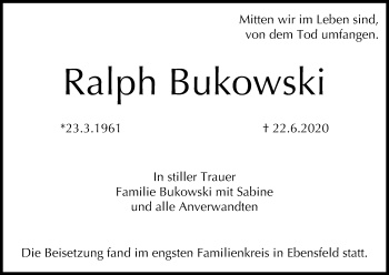 Anzeige von Ralph Bukowski von MGO