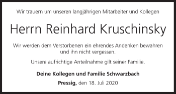 Anzeige von Reinhard Kruschinsky von MGO