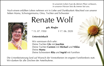 Anzeige von Renate Wolf von MGO