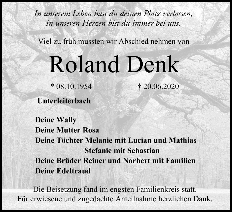  Traueranzeige für Roland Denk vom 04.07.2020 aus MGO