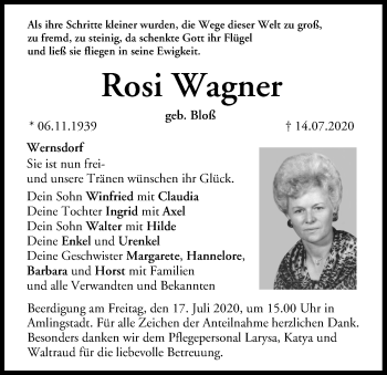 Anzeige von Rosi Wagner von MGO