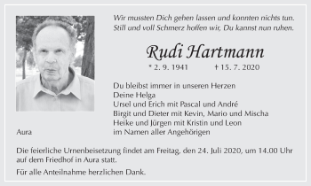 Anzeige von Rudi Hartmann von MGO