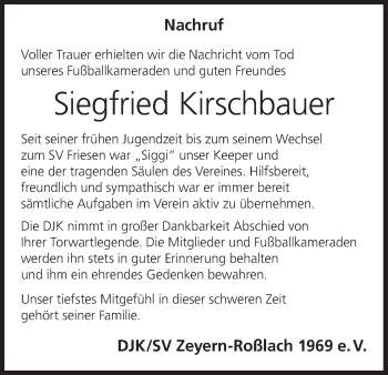 Anzeige von Siegfried Kirschbauer von MGO