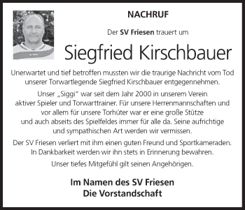 Anzeige von Siegfried Kirschbauer von MGO