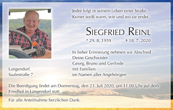 Anzeige von Siegfried Reinl von MGO