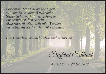 Anzeige von Siegfried Schlund von MGO