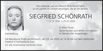 Anzeige von Siegfried Schönrath von MGO