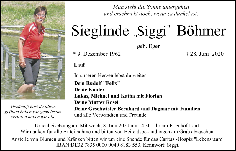  Traueranzeige für Sieglinde  Böhmer vom 04.07.2020 aus MGO