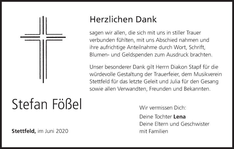  Traueranzeige für Stefan Fößel vom 11.07.2020 aus MGO