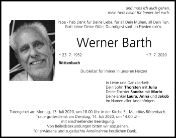 Anzeige von Werner Barth von MGO