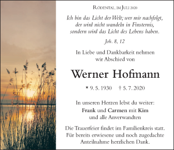 Anzeige von Werner Hofmann von MGO