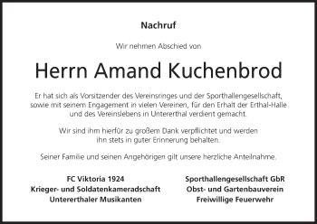 Anzeige von Amand Kuchenbrod von MGO