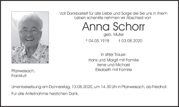 Anzeige von Anna Schorr von MGO