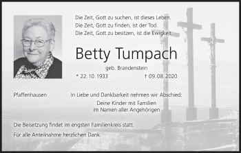 Anzeige von Betty Tumpach von MGO