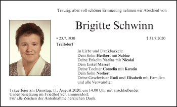 Anzeige von Brigitte Schwinn von MGO