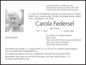 Anzeige von Carola Federsel von MGO