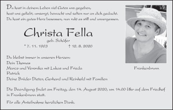 Anzeige von Christa Fella von MGO