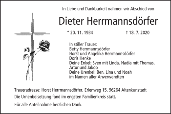 Anzeige von Dieter Herrmannsdörfer von MGO