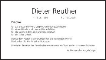 Anzeige von Dieter Reuther von MGO