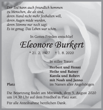 Anzeige von Eleonore Burkert von MGO