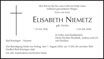 Anzeige von Elisabeth Niemetz von MGO