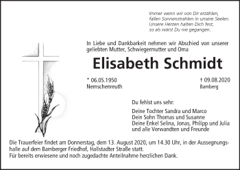 Anzeige von Elisabeth Schmidt von MGO
