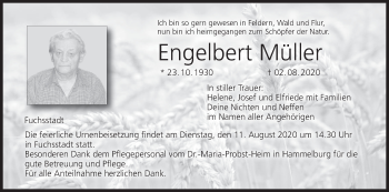 Anzeige von Engelbert Müller von MGO