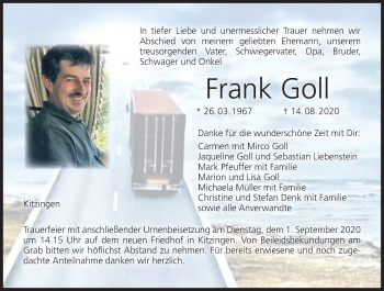 Anzeige von Frank Goll von MGO