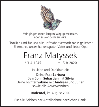 Anzeige von Franz Matyssek von MGO