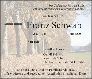 Anzeige von Franz Schwab von MGO