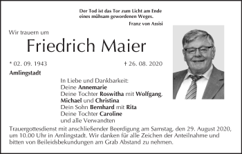 Anzeige von Friedrich Maier von MGO