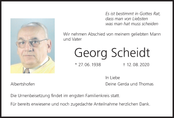 Anzeige von Georg Scheidt von MGO