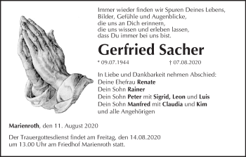 Anzeige von Gerfried Sacher von MGO