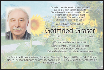 Anzeige von Gottfried Graser von MGO