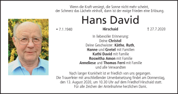 Anzeige von Hans David von MGO
