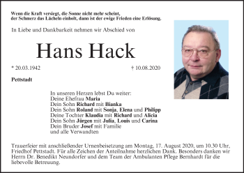 Anzeige von Hans Hack von MGO