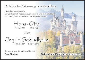 Anzeige von Hans-Otto Schindhelm von MGO