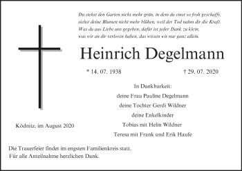 Anzeige von Heinrich Degelmann von MGO