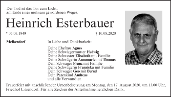 Anzeige von Heinrich Esterbauer von MGO