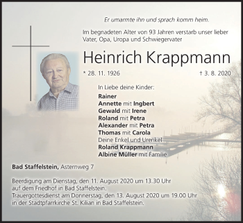 Anzeige von Heinrich Krappmann von MGO