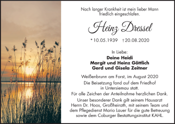 Anzeige von Heinz Dressel von MGO