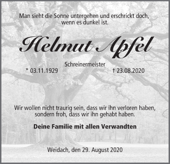 Anzeige von Helmut Apfel von MGO
