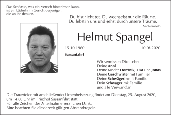 Anzeige von Helmut Spangel von MGO
