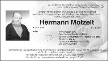 Anzeige von Hermann Motzelt von MGO