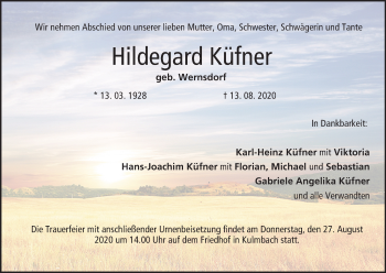 Anzeige von Hildegard Küfner von MGO
