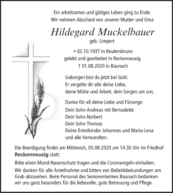 Anzeige von Hildegard Muckelbauer von MGO