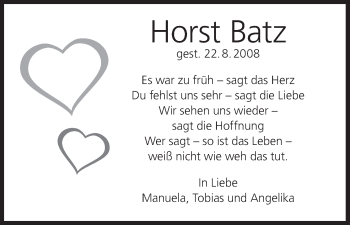 Anzeige von Horst Batz von MGO