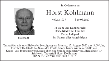 Anzeige von Horst Kohlmann von MGO