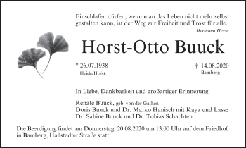 Anzeige von Horst-Otto Buuck von MGO