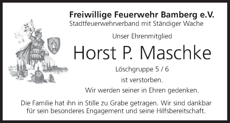  Traueranzeige für Horst P. Maschke vom 29.08.2020 aus MGO